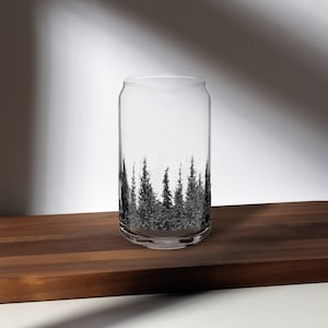 Tree original art print beer Can-shaped glass - Beer Can Glasses - Black and White tree Print Kitchen Glasses