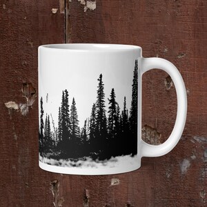 White glossy mug - Forest graphic - original art - gift for dad - nature lover - tree mug
