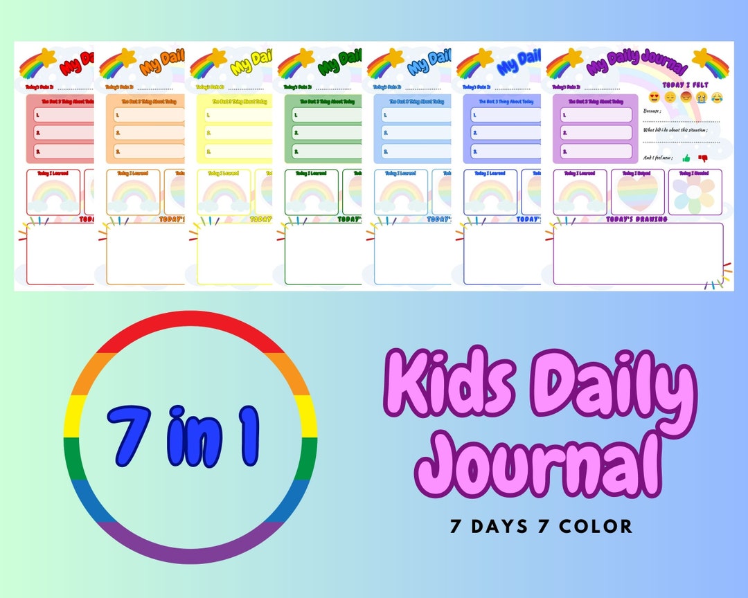 Colorful Daily Journals for Kids Printable Journal Pages - Etsy
