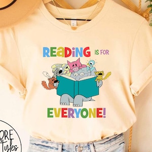 Reading Is For Everyone T-shirt, Piggie Elephant Pigeons T-Shirt, Read More Book Tee, Gifts For Book Lovers Bookworm Book Nerd Teacher