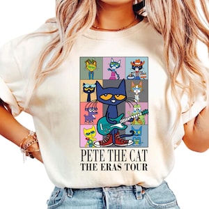 Pete The Cat Schultour T-Shirt, Back To School Shirt, Kinderbuchgeschenk, Groovy Cat Sweatshirt, Kindergärtnerin Shirt