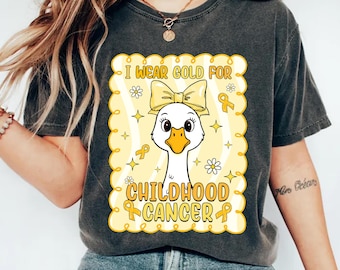 Childhood Cancer Awareness Shirt, Goose Gold Ribbon Tee, In September We Wear Gold Sweatshirt, Pediatric Cancer Support Hoodie