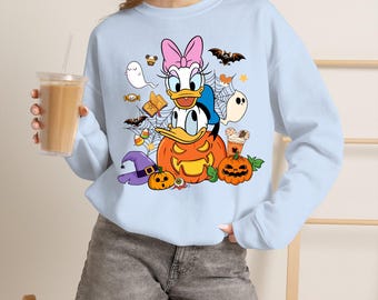 Disney Halloween Shirt, Duck Spooky Tee, Cute Cartoon Fall Top, Retro Disney Halloween, Spooky Couple Shirt