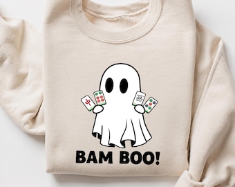 Comfort Colors® Bam BOO Halloween Mahjong Shirt, Ghost Mahjong Tee, Spooky Season Game Top, Mahjong Group Costume Idea, Halloween Game Shirt