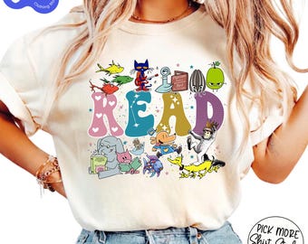 Read Children&#39;s Books Teacher Shirt, Read Book T-shirt, Teacher Shirt, Kindergarten Shirt Gift For Teacher, Children&#39;s Book Characters Shirt