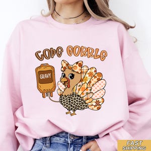 Code Gobble Thanksgiving-tröja, rolig sjuksköterska med kalkonhösttröja, sjuksköterska med sås, Thanksgiving-gåva för sjuksköterska, hösttröja