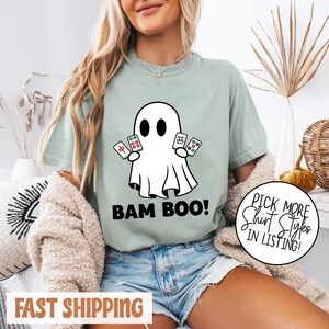 Comfort Colors® Bam BOO Halloween-mahjongshirt, Ghost Mahjong-T-shirt, Spooky Season-gametop, mahjong-groepskostuumidee, Halloween-gameshirt afbeelding 7