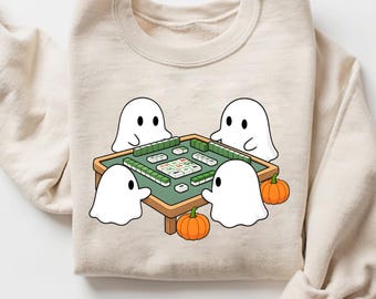 Comfort Colors® Halloween Mahjong Shirt, Geist Mahjong T-Shirt, Gruseliges Saison Tile Spiel Top, Mahjong Gruppenkostüm Idee, Halloween Spiel Shirt