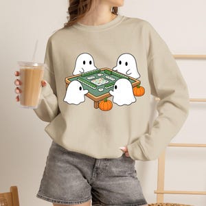 Comfort Colors® Halloween Mahjong Shirt, Ghost Mahjong Tee, Spooky Season Tile Game Top, Mahjong Group Costume Idea, Halloween Game Shirt image 2