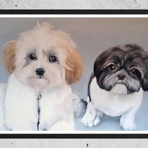 Pet Sketch of two pets from photo - pet pencil sketch - pet portrait commission - dog drawing - cat drawing - pet memorial- pet illustration