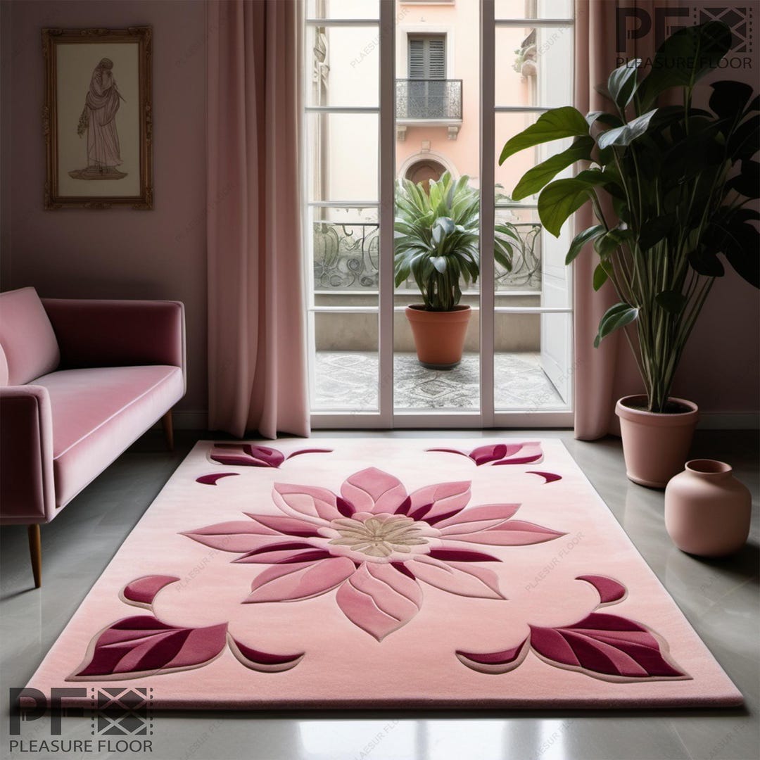 Pink Floral Handmade Tufted Area Rug - Stylish Home Decor Multiple ...