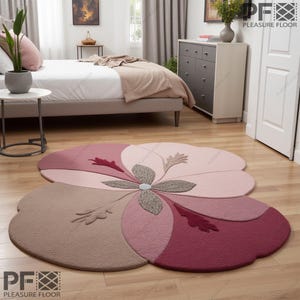 Handmade Wool Area Rug: Irregular Floral Design