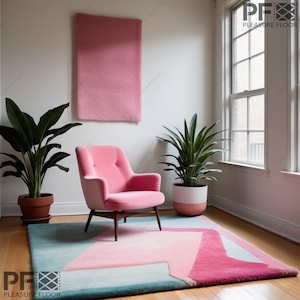 Sky Pink Wool Rug: Handmade Modern Design, Multiple Sizes