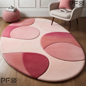 Pink irregular handmade tufted area rug - stylish home decor multiple sizes available.