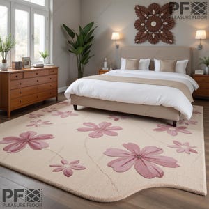 Modern handmade floral tufted area wool rug - stylish home decor multiple sizes available.
