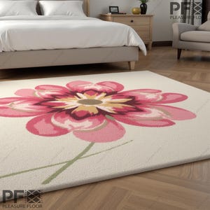 Pink Cream Floral Hand Tufted Rug 100% Pure Woolen Area Rug for Hall Kitchen Living Room Bedroom Bathroom Dining Room Kids Room Carpet.
