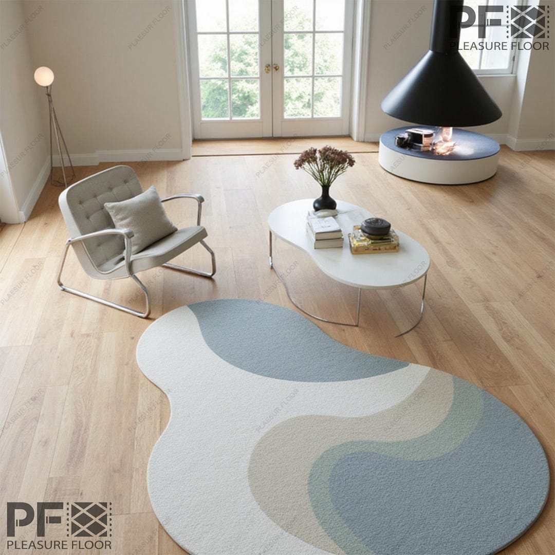Handmade Tufted Wool Rug: Irregular Shape, Modern Home Decor - Etsy