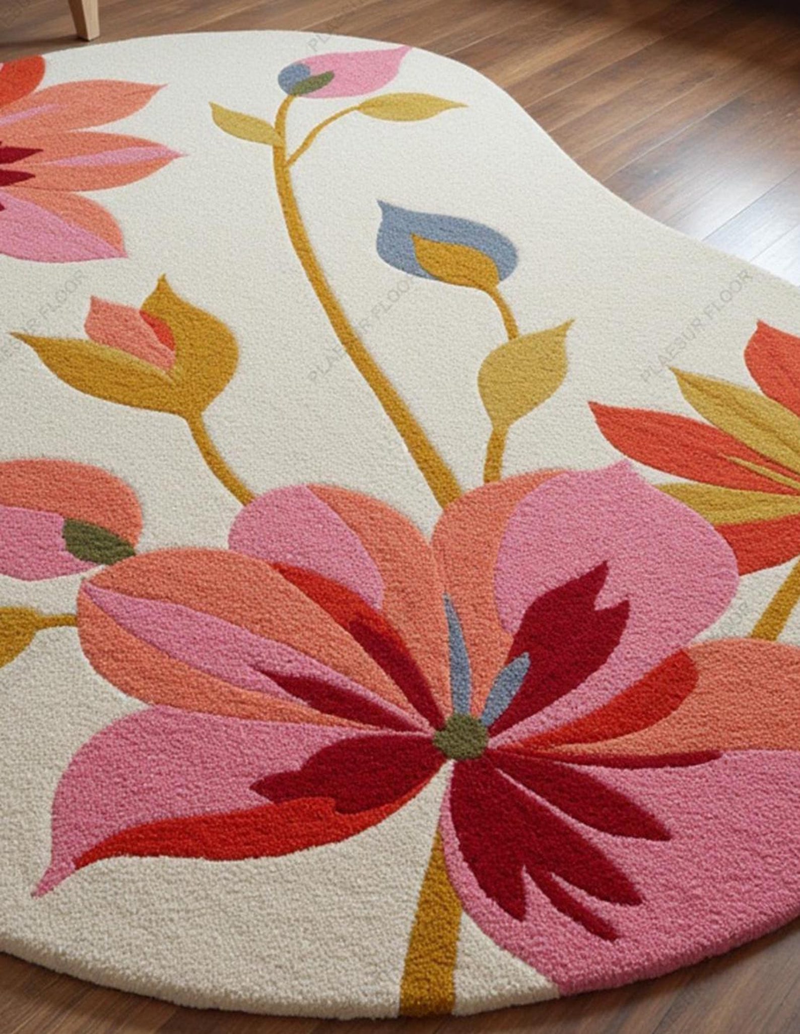 Handmade Wool Area Rug: Irregular Pink Floral Design - Etsy