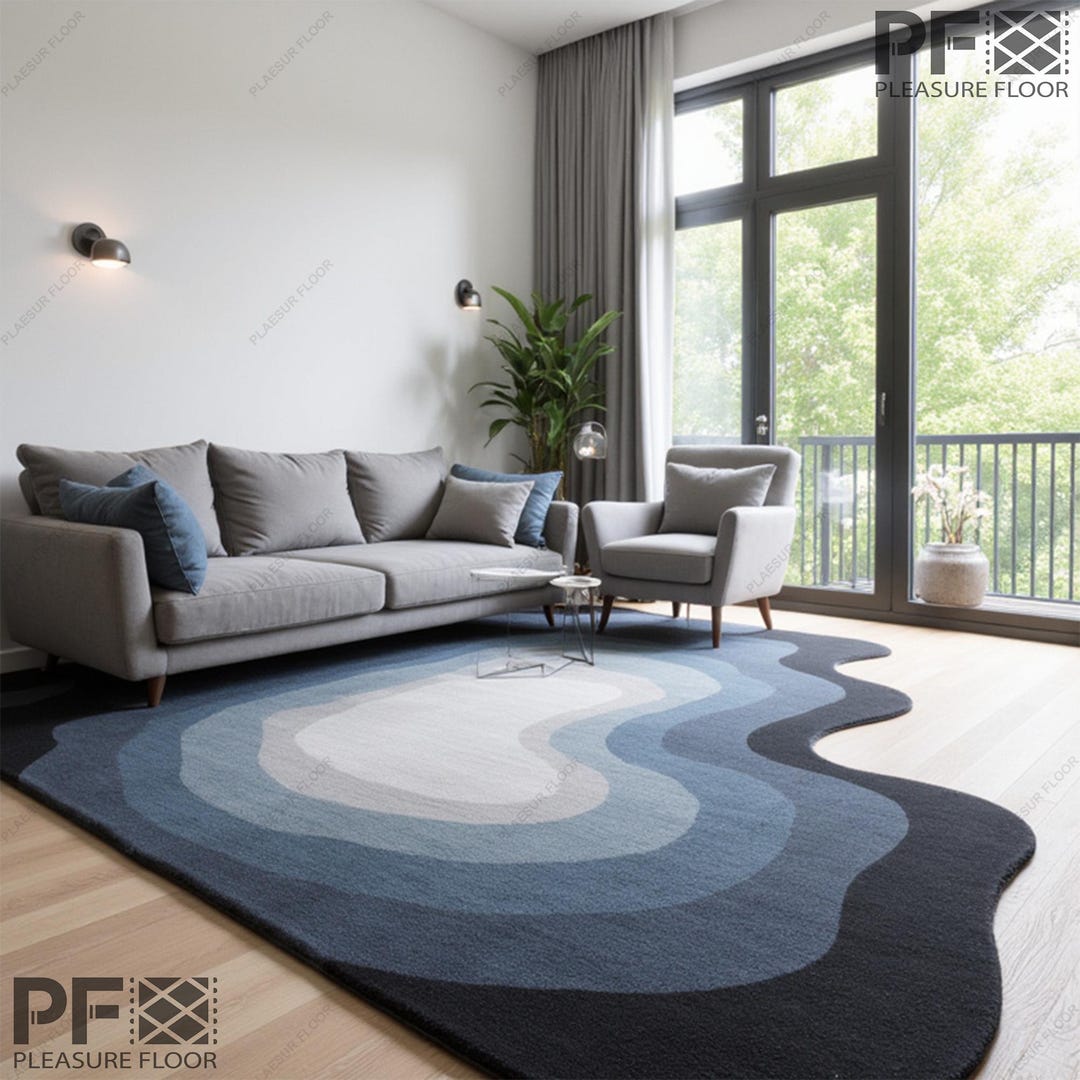 Modern Multi Colour Irregular Shape Tufted Area Rug - Stylish Home ...
