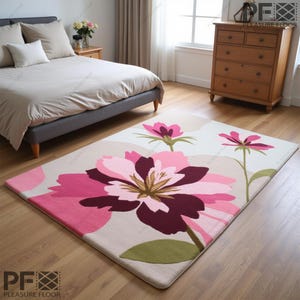 Modern pink beige floral tufted area rug - stylish home decor multiple sizes available.
