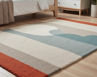 Handmade Wool Tufted Area Rug: Modern Abstract Design