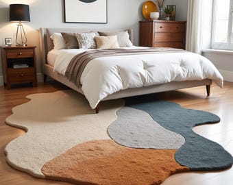Handmade Wool Tufted Area Rug: Modern Muted Irregular Rug