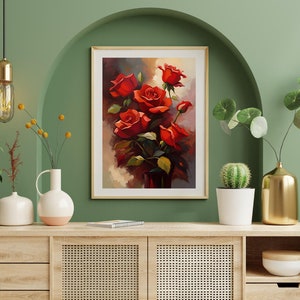 Red Rose Paintings HQ Digital Canvas Print Wall Art Oil Painting Wall ...