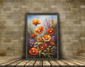 Flowers Field | HQ Digital | Home Decor | Wall Art | Oil Painting | Wall Decor | Home Decor | Printable Art Digital PDF