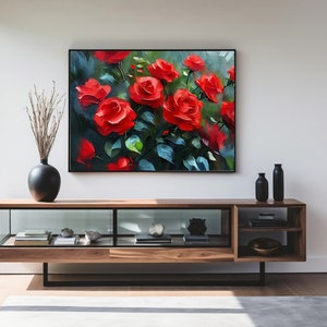 Red Roses Oil Painting Art Print: Floral Home Decor (Digital PDF)