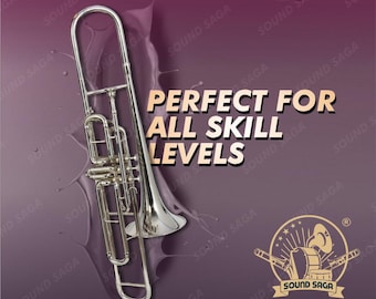 Trombón de válvulas SOUND SAGA® con todos los accesorios, incluida boquilla y estuche.