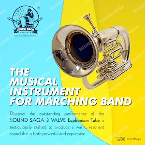 SOUND SAGA® Euphonium 3 Valve Bb Pitch Including Carry Case & Mouthpiece