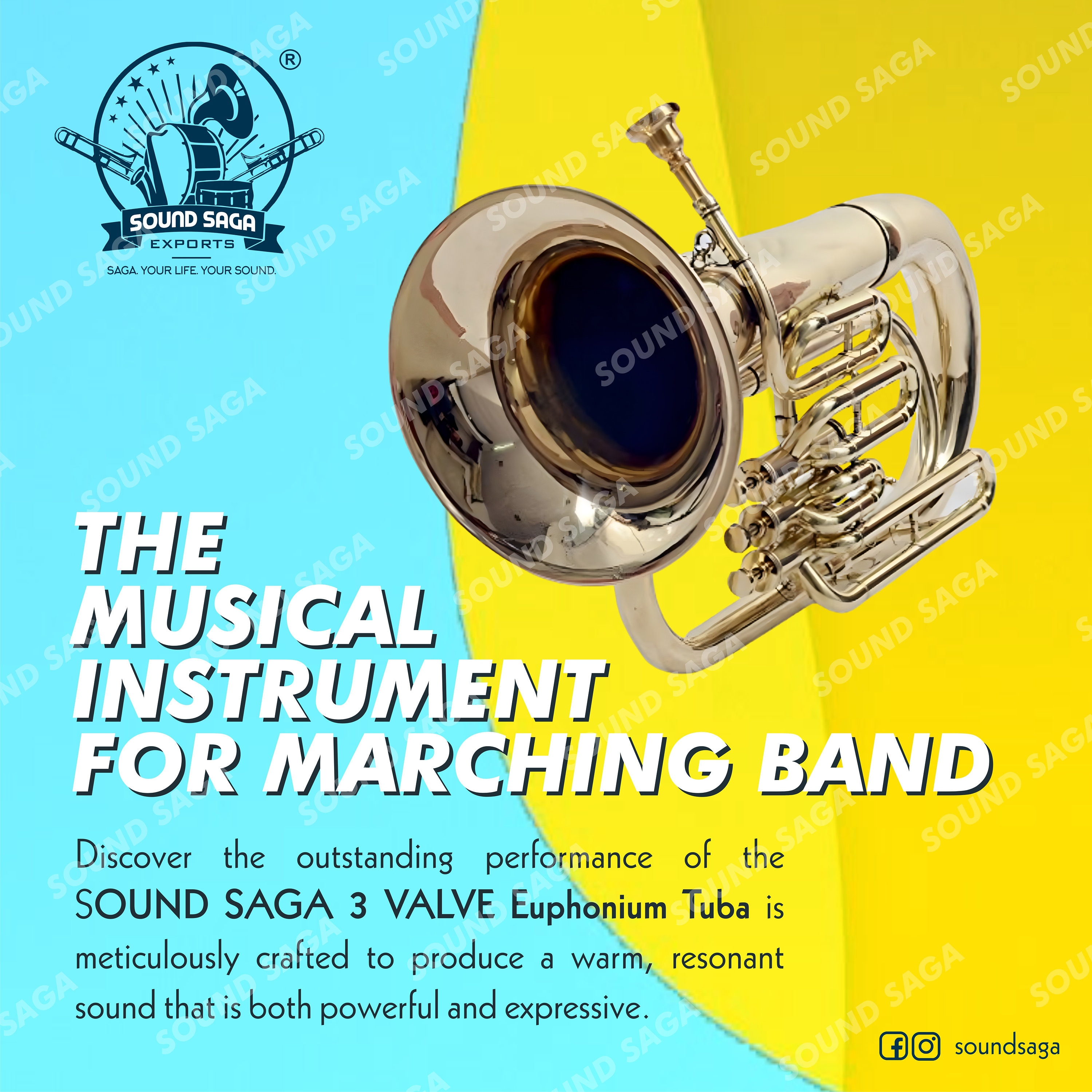 SOUND SAGA Euphonium 4 Valve Bb Pitch All Colours Are Available ...