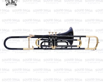 Trombón de válvulas SOUND SAGA® con todos los accesorios, incluida boquilla y estuche.