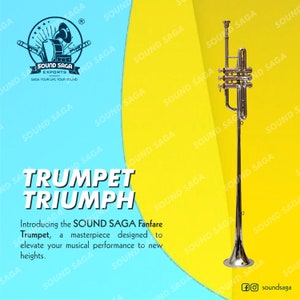 SOUND SAGA® Fanfare Trumpet Timeless Musical Icon Including Mouthpiece And Case.