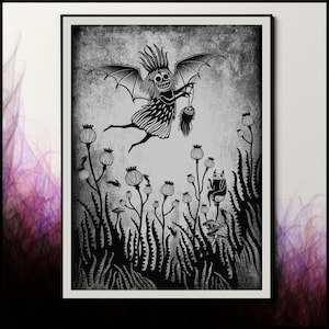 Poster Rabbit Hole • Kunstdruck • mystisch • Poster abstrakt • Blumen s/w • dark Wall Art • dunkle Academia • Geschenk • Print A2/A3/A4