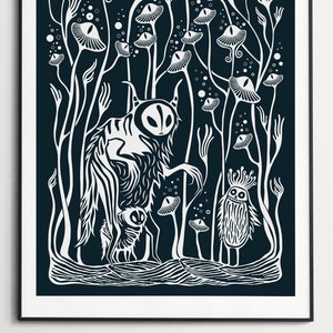 Zauberwald • Kunstdruck • mystisch • Woodland Decor • Illustration Tiere • Poster Wald • Poster Zauber • Poster abstrakt Art • A2/A3/A4