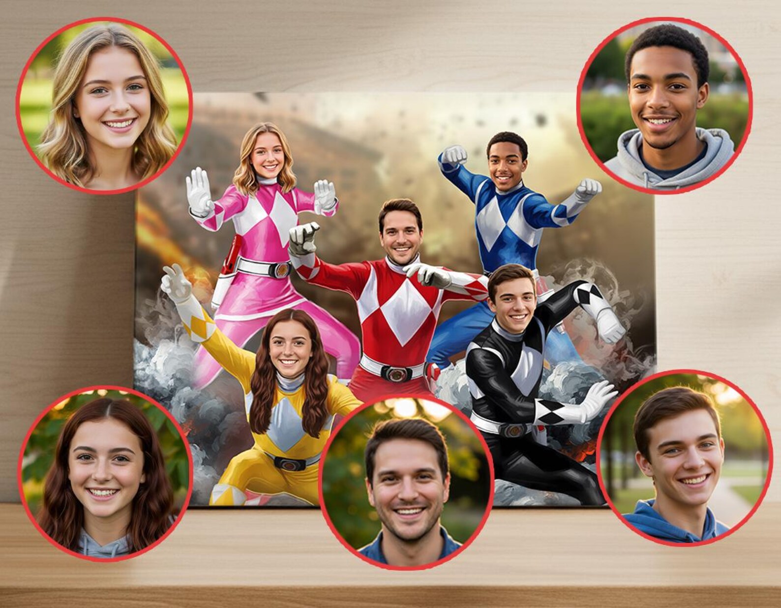 Personalized Hero Rangers Artwork – Custom Superhero Team Portrait ...