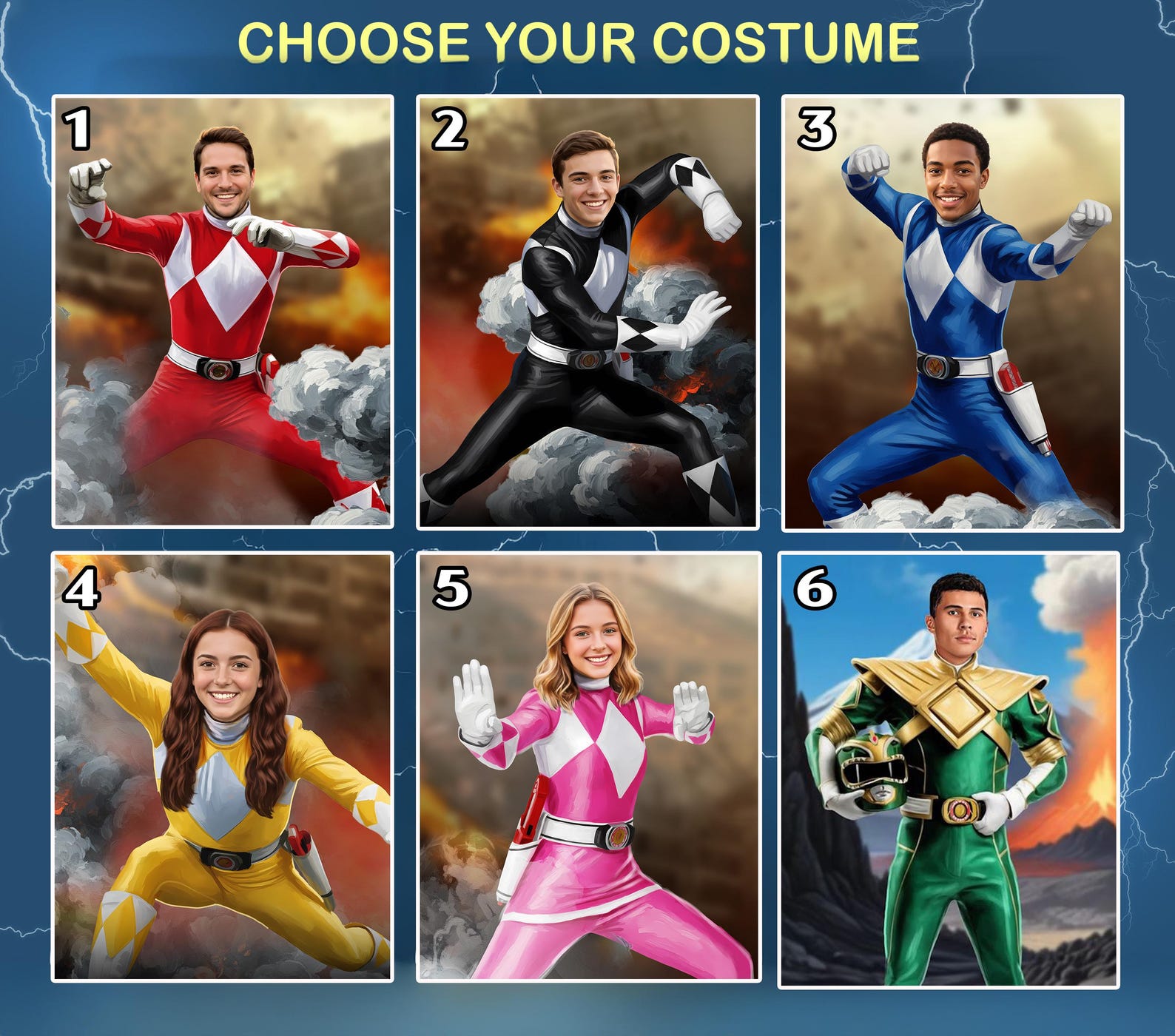 Personalized Hero Rangers Artwork – Custom Superhero Team Portrait ...