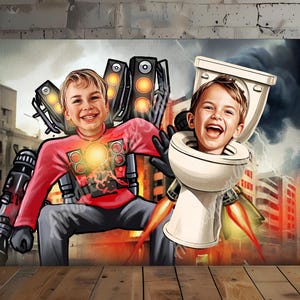 Custom Skibidi Toilet Titan Speakerman Portrait – Personalized Meme Art from Your Photos, Funny Digital Character Illustration, Unique Gift