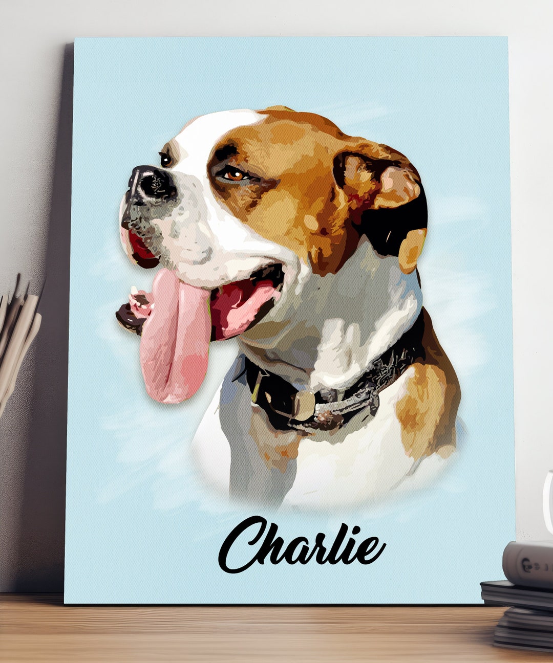 Personalized Pet Portrait Custom Cat and Dog Painting Pet Etsy