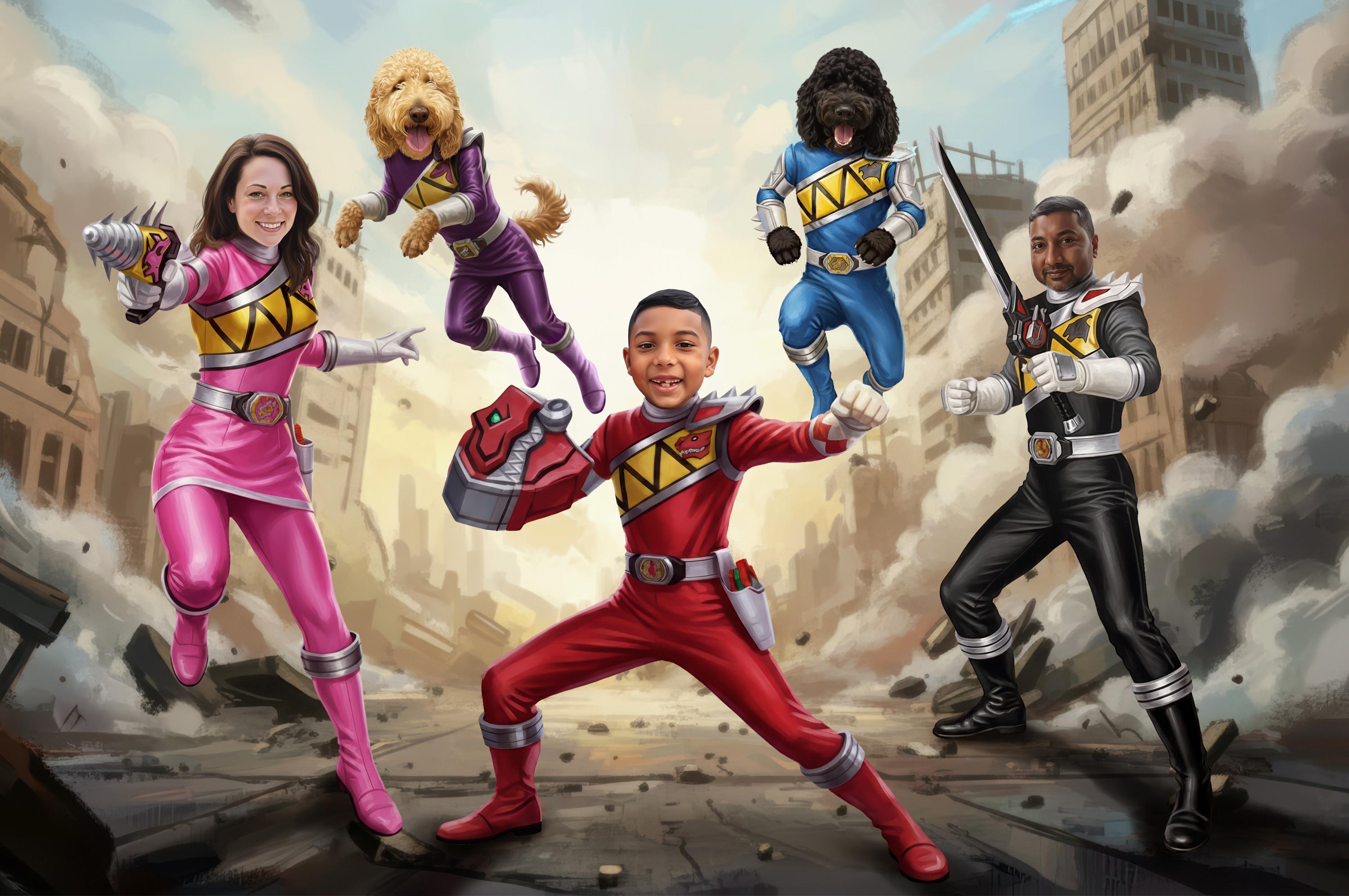 Personalized Hero Rangers Artwork – Custom Superhero Team Portrait ...