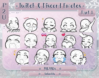 14x DIY Emote Basis Animestyle Version 1 - Twitch / Youtube / Discord Emotes (kommerzielle Nutzung erlaubt)