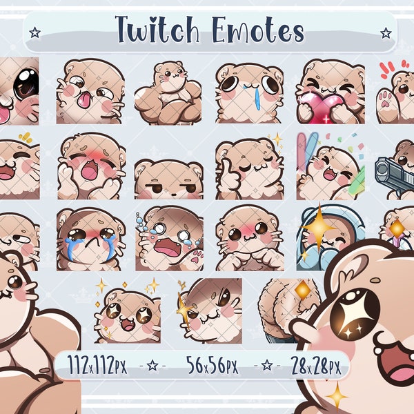 21x Simple Cute/Kawaii Otter (Mouse/Bear) Emotes for Twitch / Youtube / Discord