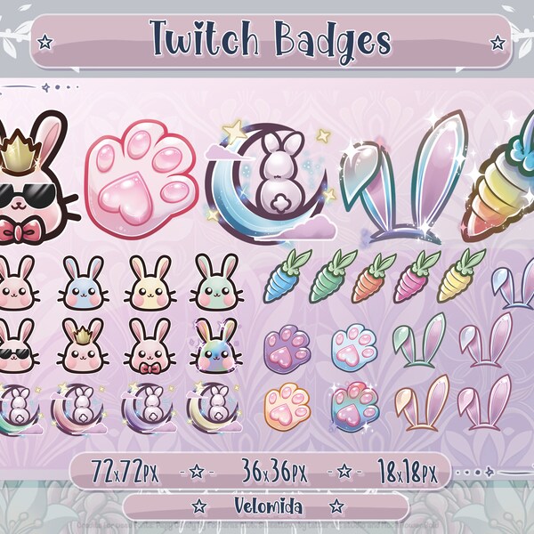 32x Cute/Kawaii Bunny/Rabbit Bit/Badges - Twitch / Discord Badges