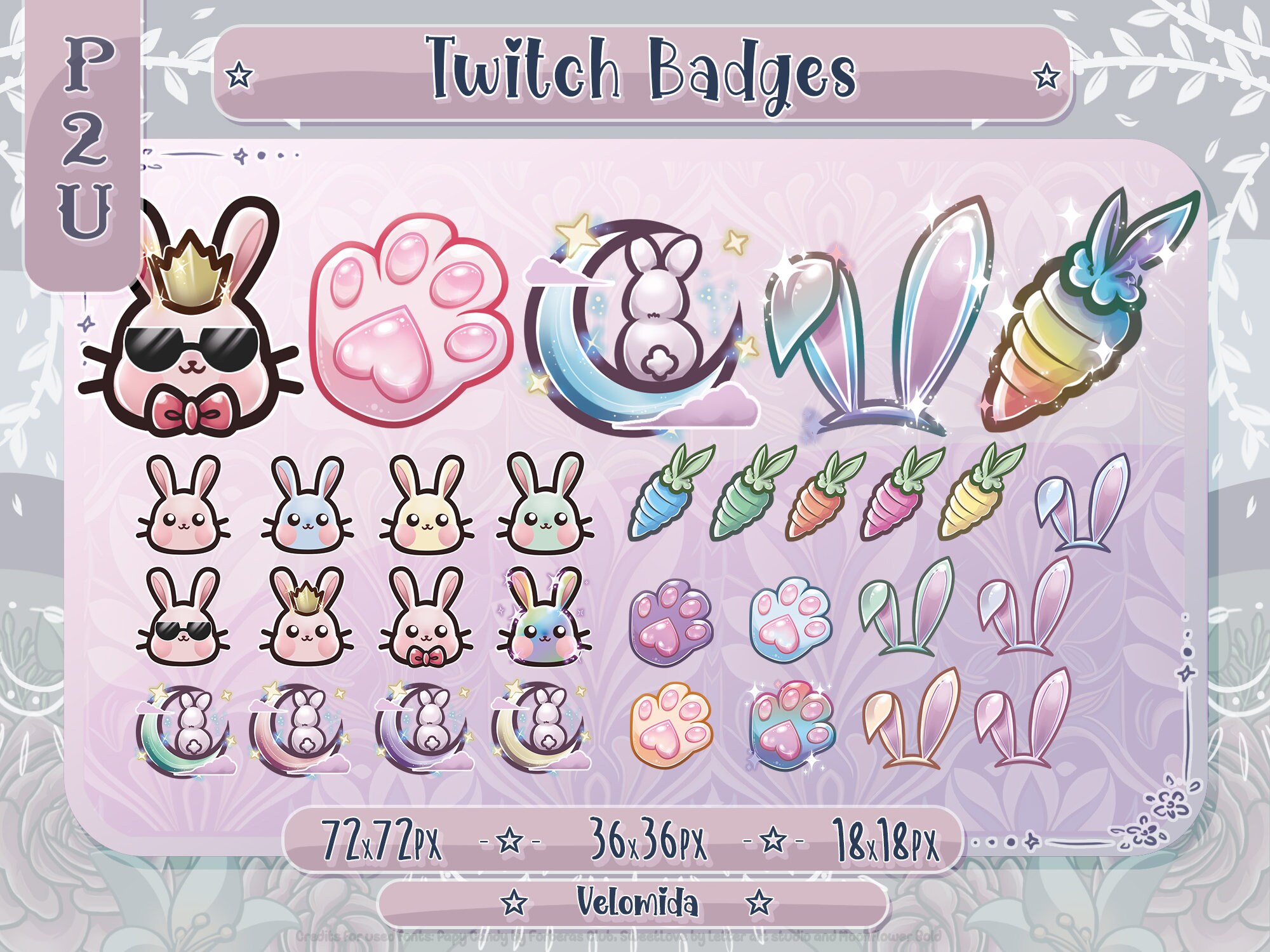 32x Cute/kawaii Bunny/rabbit Bit/badges Twitch / Discord Badges Etsy