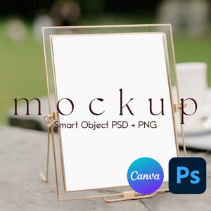 Maqueta de número de mesa de 5 x 7, maqueta de marco dorado, maqueta de letrero de boda, maqueta de tarjeta de felicitación, maqueta de mesa de boda