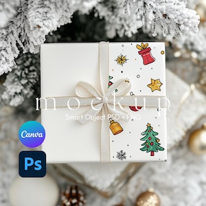 Wrapping Paper Mockup Canva, Present Mockup, Wrapping Paper Mockup, Gift Paper Mockup, Present Mockup, Smart Object PSD and Canva PNG