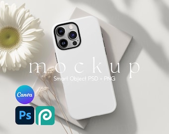 iPhone 16 Pro Max Phone Case Mockup, Tough Case Mockup, iPhone Mock Up, iPhone case Template, Phone Case Canva Mockup and Smart Object PSD