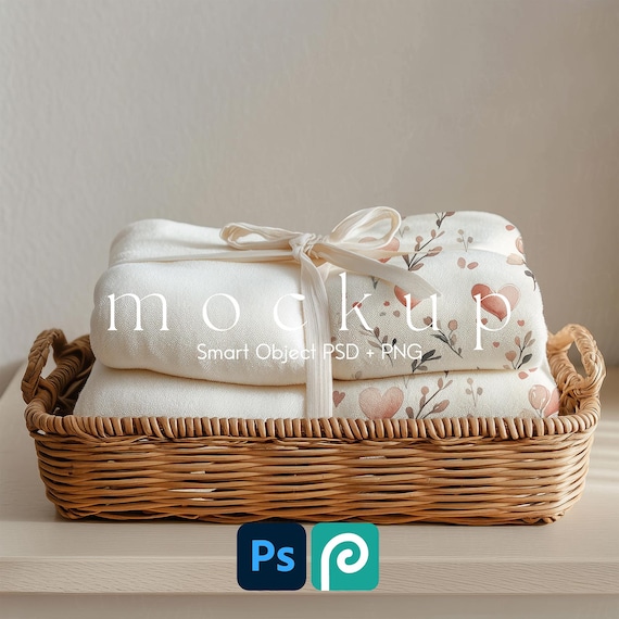 Blanket Mockup, Velveteen Plush Blanket Mockup, Soft Blanket Mockup, Baby Blanket Mockup, Blanket Mockups Smart Object PSD and Canva PNG