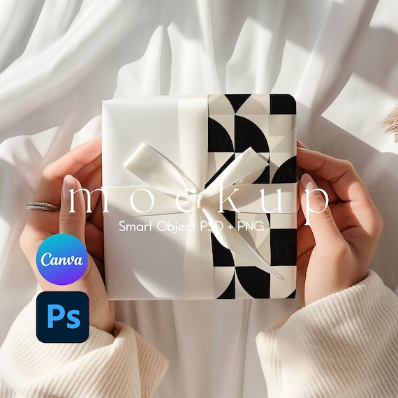 Wrapping Paper Mockup, Present Mockup, Christmas Wrapping Paper Mockup, Wrapping Paper Mockup Canva, Smart Object PSD and Canva PNG